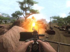 Far Cry 2 turrent shooting at rocket