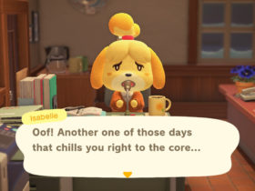 Animal Crossing: Isabelle announcing the weather